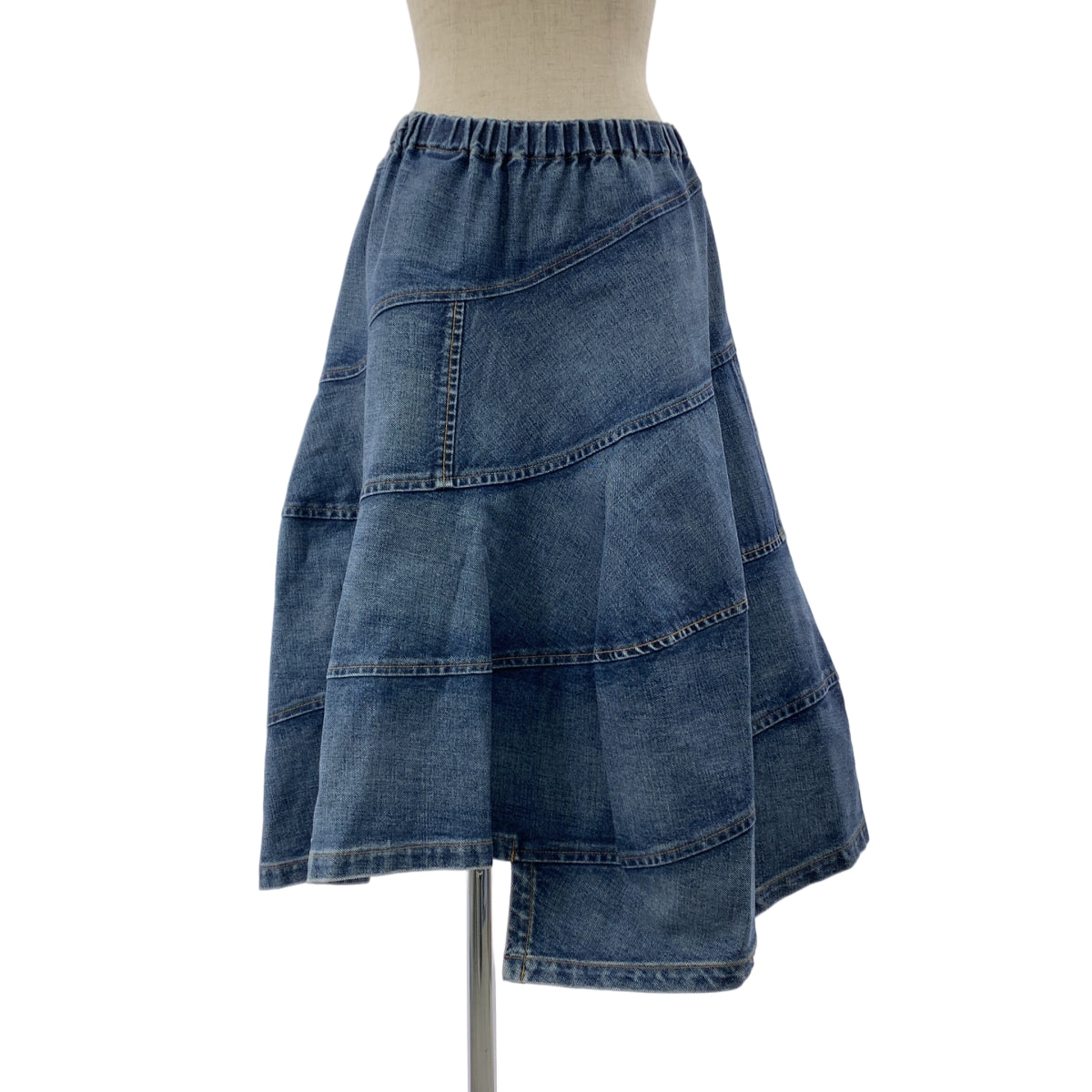 tricot COMME des GARCONS / Tricom De Galson | 2005AW | 변형 비대칭 패치 워크 허리 고무 데님 스커트 |