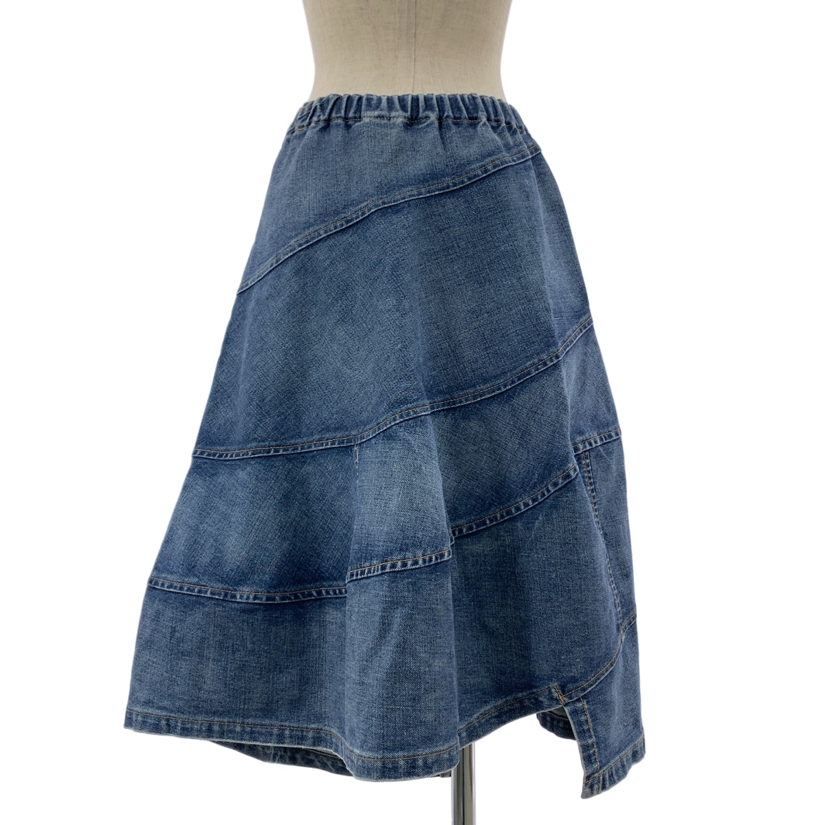 COMME des GARÇONS | 經編布料2005秋冬 |不對稱拼布彈性腰牛仔裙| SHOPBOP