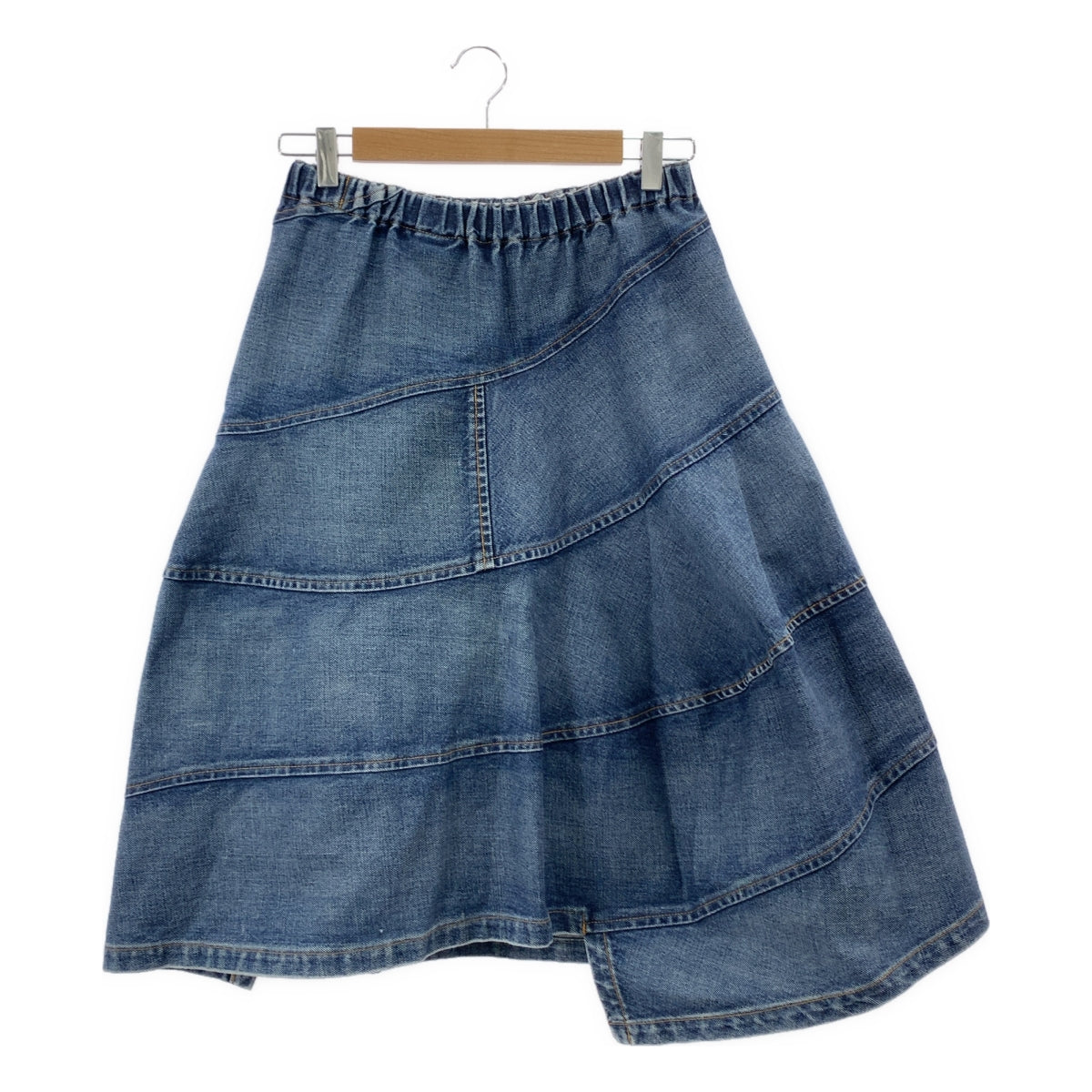 tricot COMME des GARCONS / Tricom De Galson | 2005AW | 변형 비대칭 패치 워크 허리 고무 데님 스커트 |