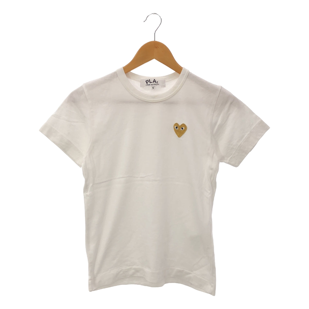 PLAY COMME des GARCONS / 플레이콤 데 갤슨 | AD2019/8 | GOLD HEART T-SHIRT 컷소우 | S | 화이트 | 여성