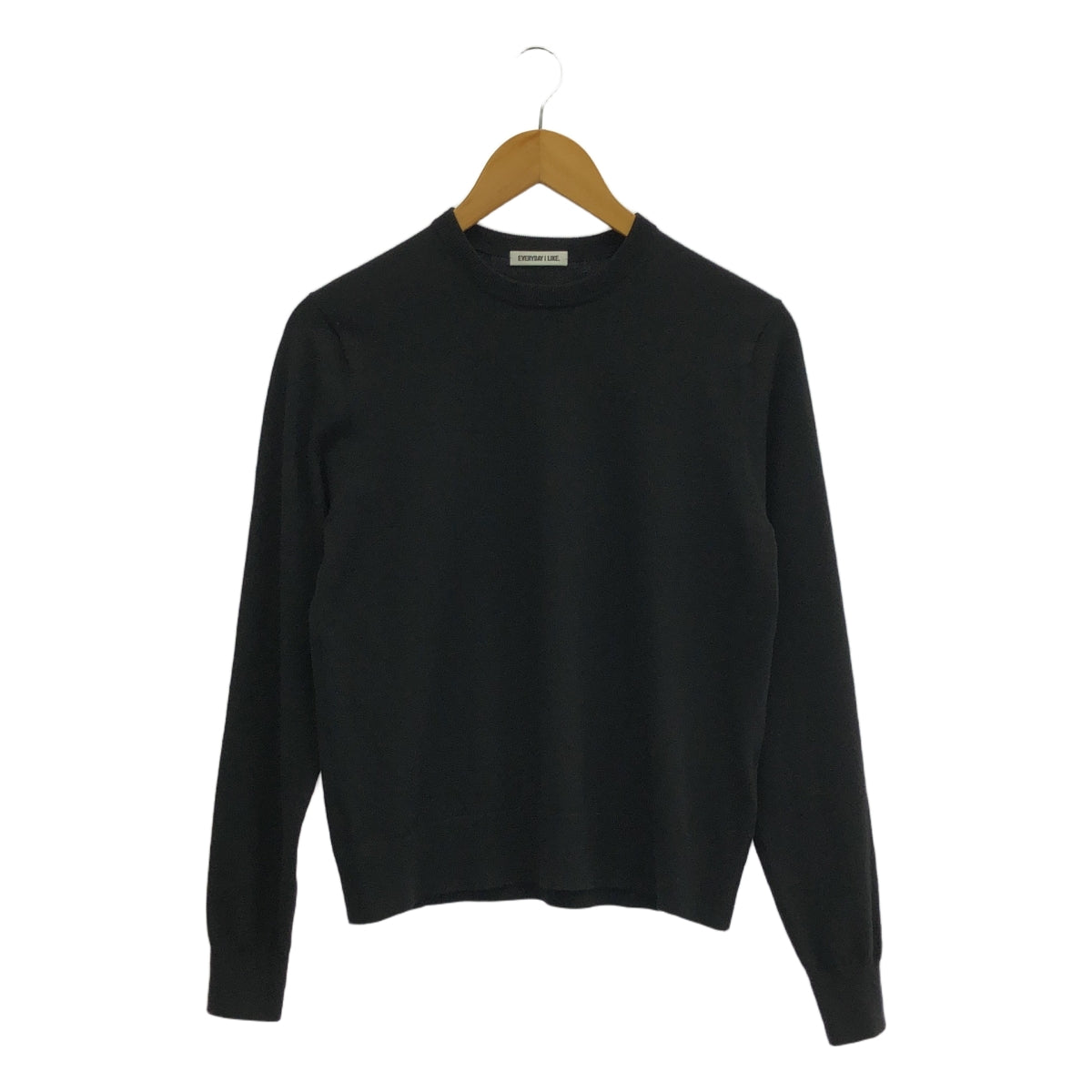 Deuxieme Classe | 2023AW | EVERYDAY I LIKE。彈性羊毛圓領套頭針織衫 | F | 黑色 | 女款