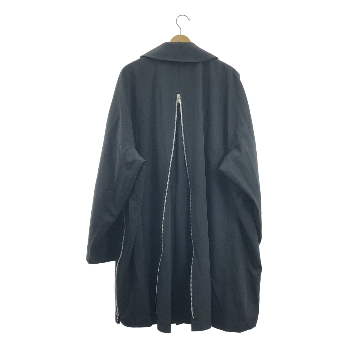 【美品】  COMME des GARCONS HOMME PLUS / コムデギャルソンオムプリュス | 2023SS | ジップディテール ダブルブレスト ウール コート | M | ブラック | メンズ