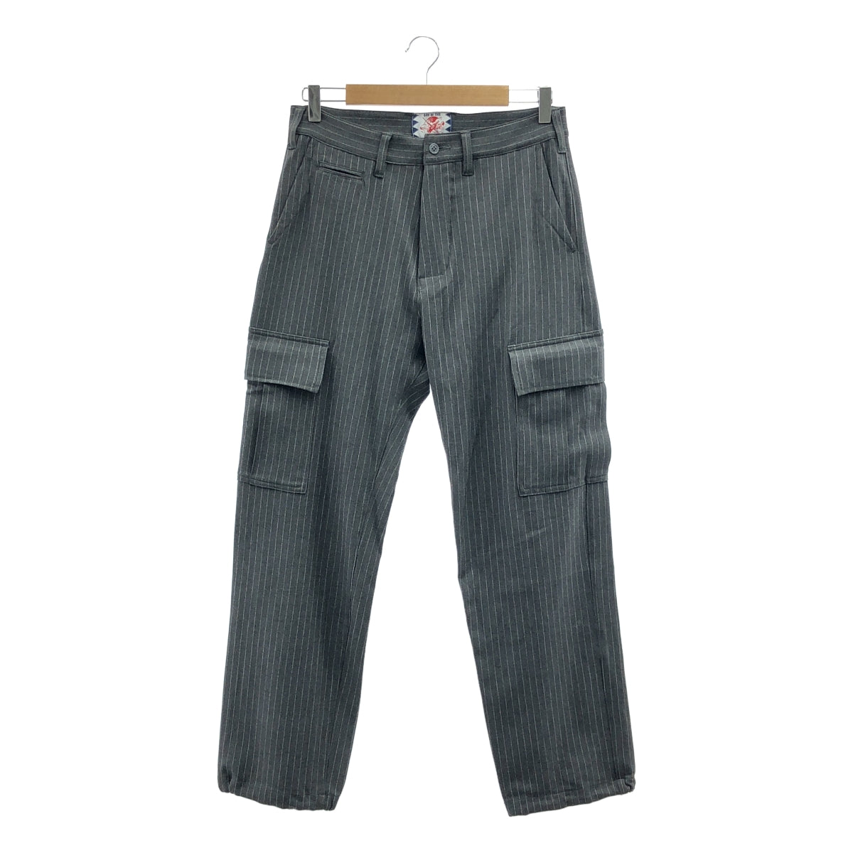 【신품】 SON OF THE CHEESE / 사노바 치즈 | Cargo Pants 스트라이프 카고 바지 | S | 회색 | 남성