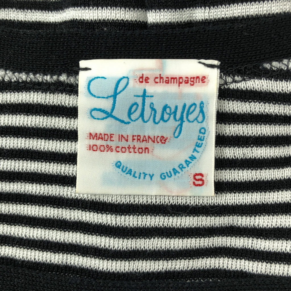 Letroyes / 루트로와 | 보트 넥 테두리 코튼 니트 | S | 블랙 / 화이트 | 여성