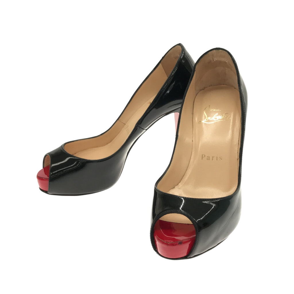 【新品】  Christian Louboutin / クリスチャンルブタン | 通年 | オープントゥ ヒールパンプス | 34 | BLACK/SILVER | レディース