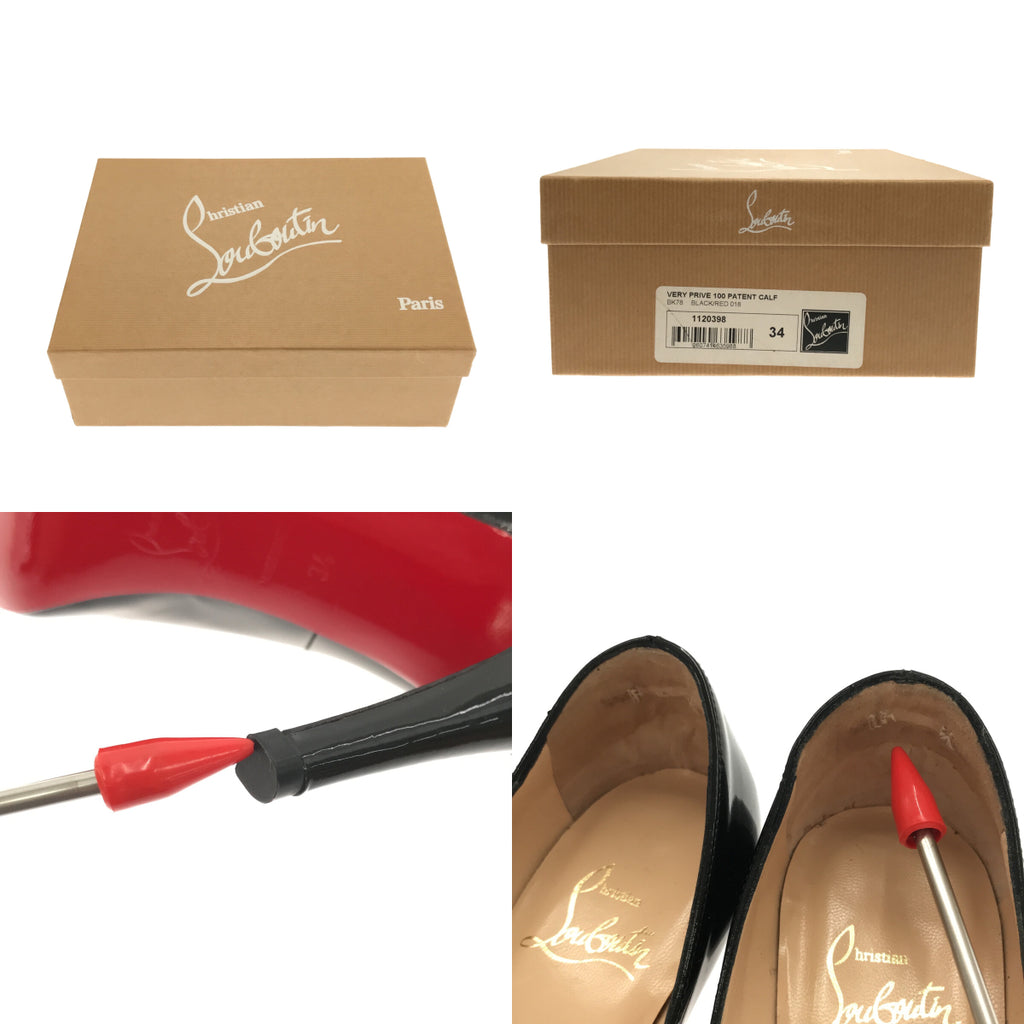 【新品】  Christian Louboutin / クリスチャンルブタン | 通年 | オープントゥ ヒールパンプス | 34 | BLACK/SILVER | レディース