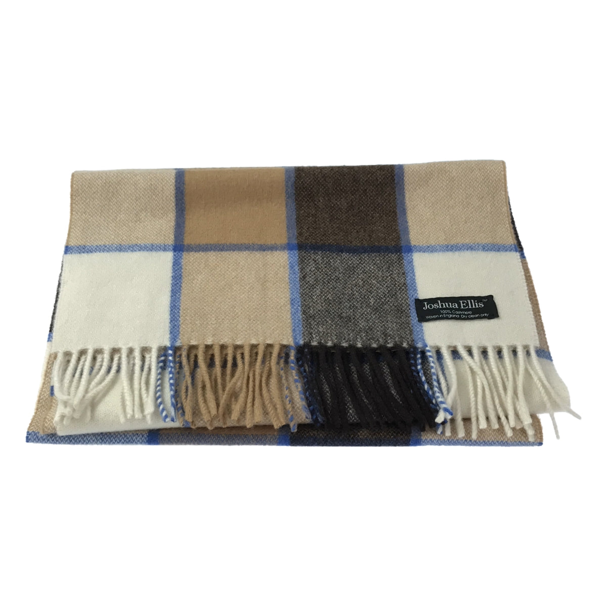 [狀況良好] JOSHUA ELLIS / 約書亞·埃利斯 | 100% 羊絨格紋流蘇圍巾 |多色 |女性的