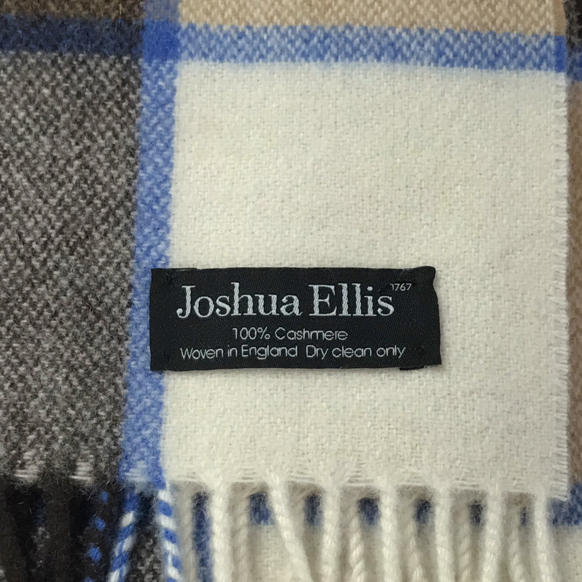 [狀況良好] JOSHUA ELLIS / 約書亞·埃利斯 | 100% 羊絨格紋流蘇圍巾 |多色 |女性的