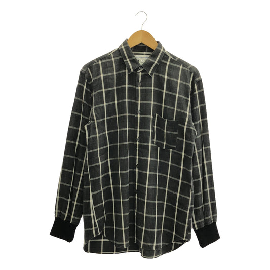 COMME des GARCONS SHIRT | Cotton Check Ribbed Sleeves Regular Collar Shirt | M | Men's