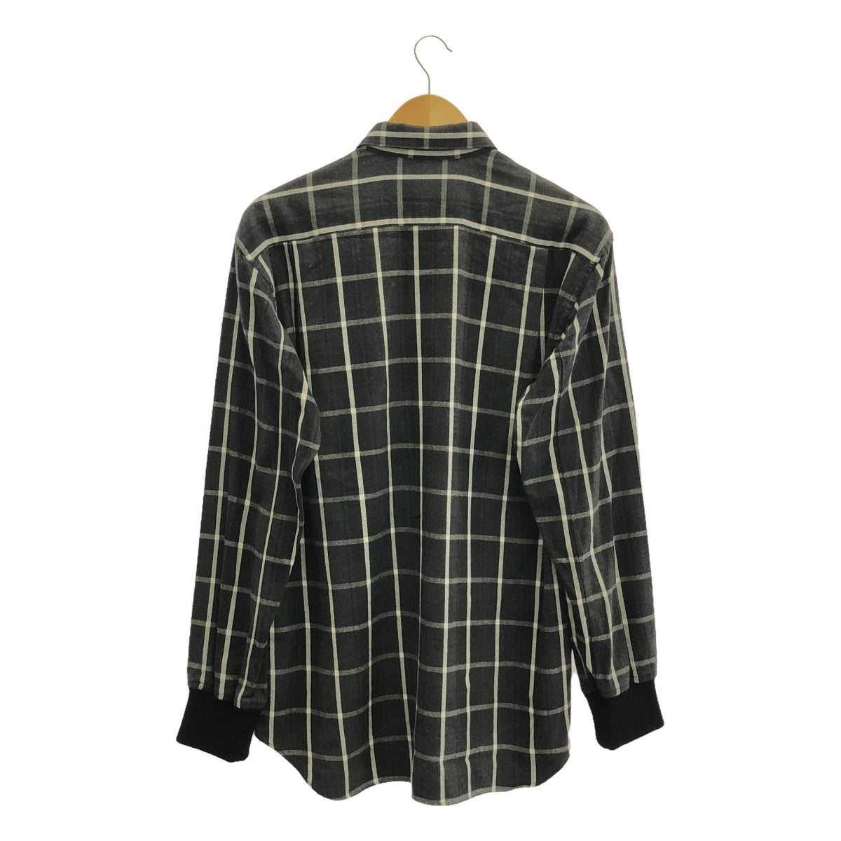 COMME des GARCONS SHIRT | Cotton Check Ribbed Sleeves Regular Collar Shirt | M | Men's