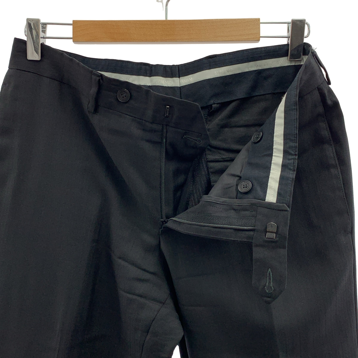 EMPORIO ARMANI / 엠포리오 아르마니 | 셋업 슈트 / SUPREME LINE 울 실크 헤링본 1B 테일러드 재킷 / 슬랙스 팬츠 | 48 | 맨즈