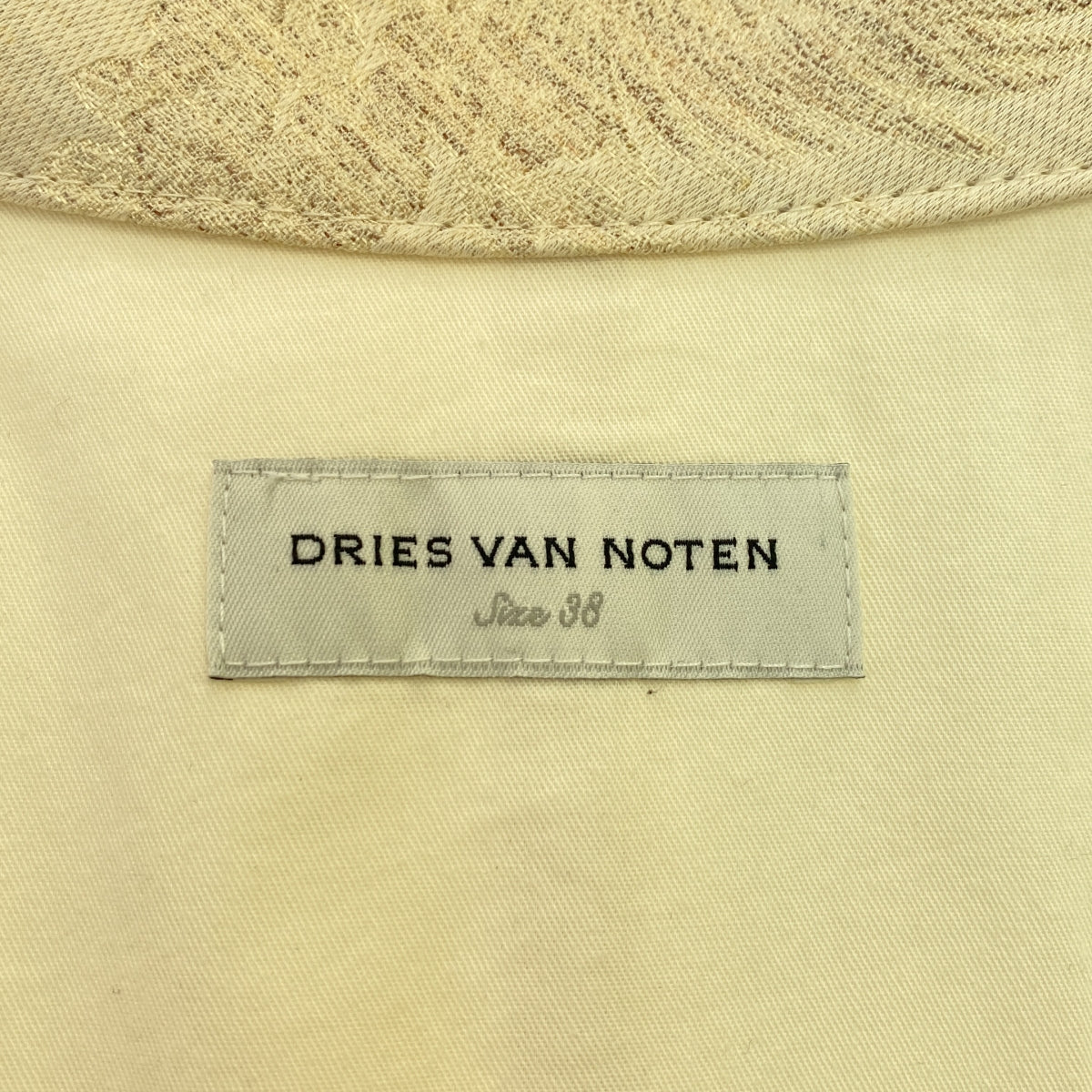DRIES VAN NOTEN / ドリスヴァンノッテン | 2014SS | ボタニカル ゴブラン スリーブ切替 ボタンレス コート | 38 | ベージュ | レディース