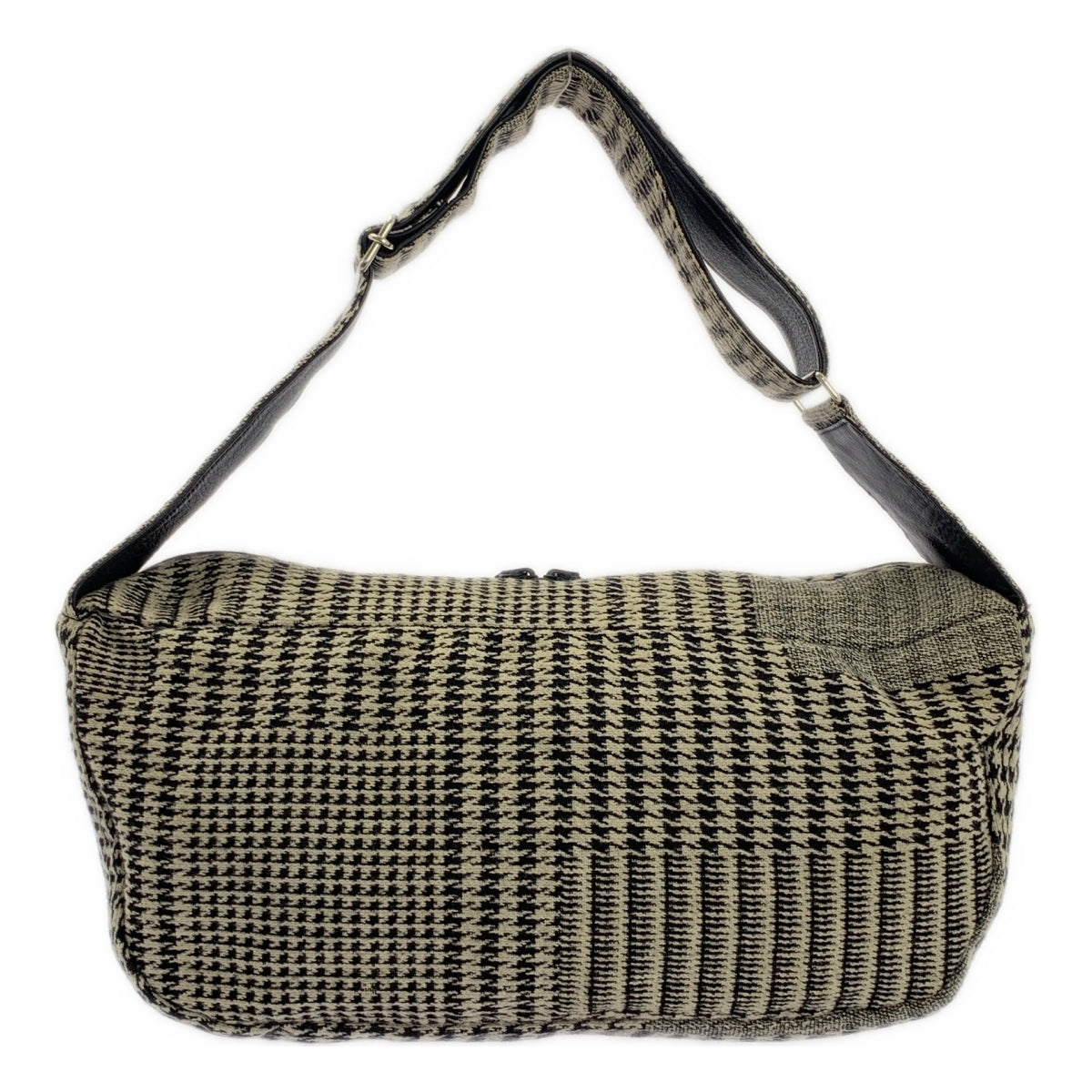 Y's / Y's Yohji Yamamoto | 棉質千鳥格紋與皮革拼接肩背包 |