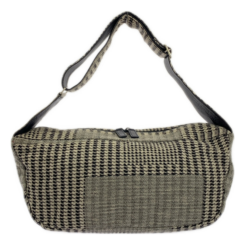 Y's / Y's Yohji Yamamoto | 棉質千鳥格紋與皮革拼接肩背包 |