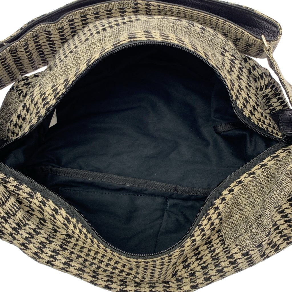 Y's / Y's Yohji Yamamoto | 棉質千鳥格紋與皮革拼接肩背包 |