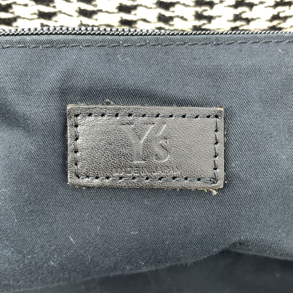 Y's / Y's Yohji Yamamoto | 棉質千鳥格紋與皮革拼接肩背包 |