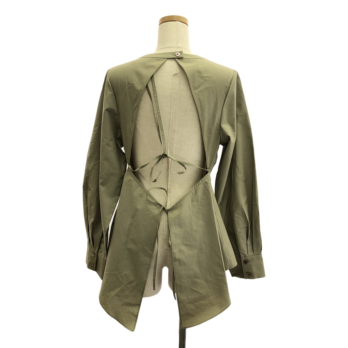 AEWEN MATOPH / 이웬마토프 | 백플레어 크루넥 블라우스 | F | 올리브 | 여성