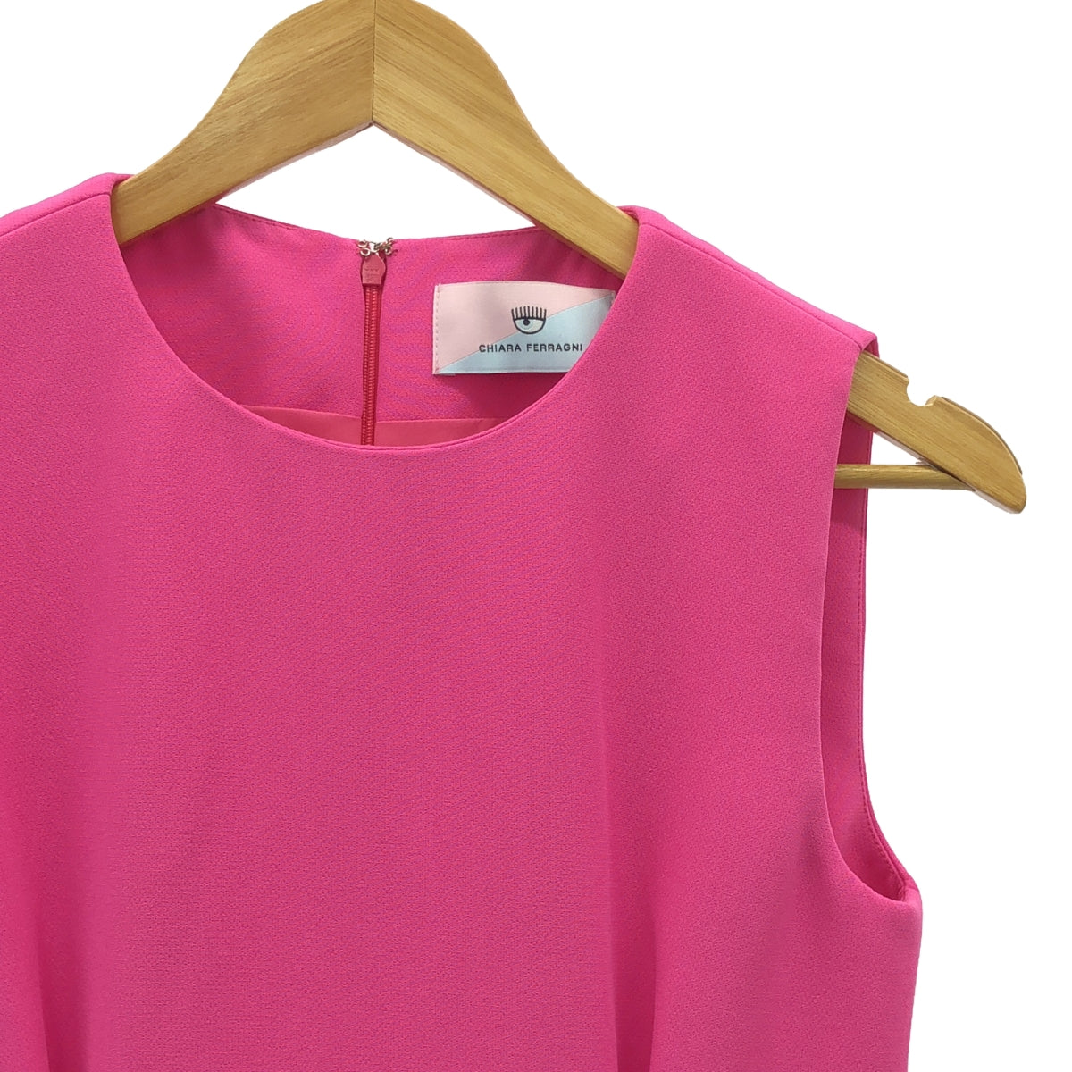 【미품】 Chiara Ferragni / 키아라 페라니 | 웨스트 벨트 비쥬 버튼 민소매 미니 드레스 원피스 | 40 | 핑크 | 여성