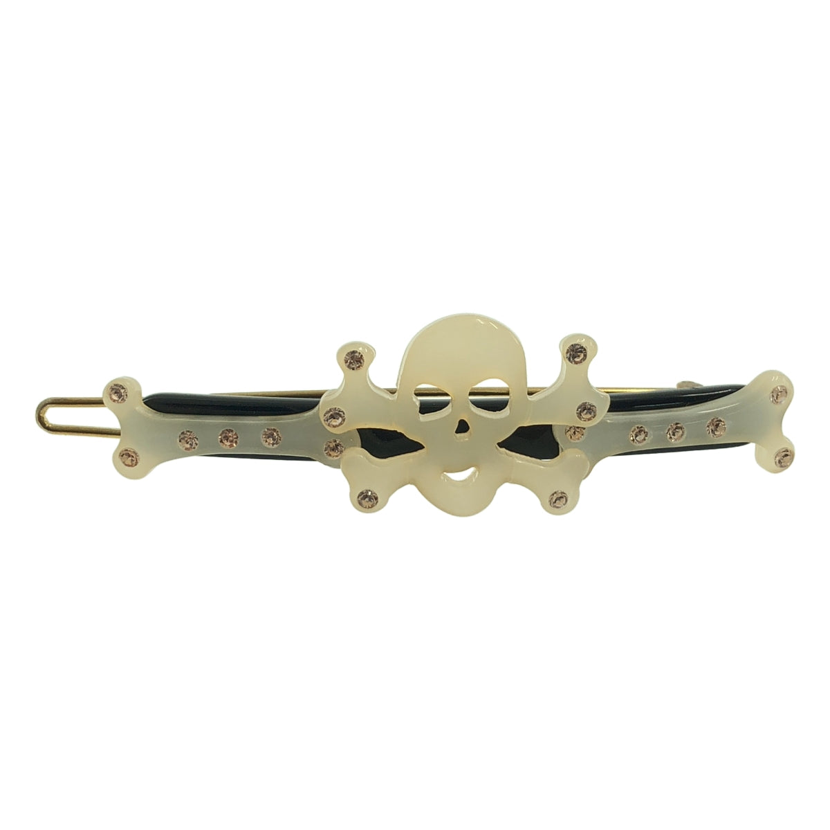 【美品】  ALEXANDRE DE PARIS / アレクサンドルドゥパリ | ドクロ ビジュー 装飾 ヘアクリップ | オフホワイト | レディース