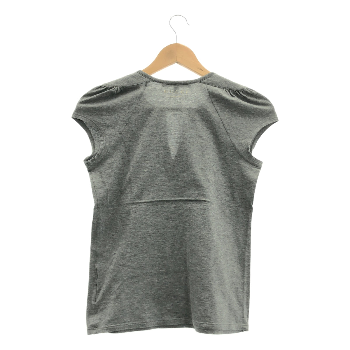 GUCCI / グッチ | バックワンポイントロゴ キーネック ギャザースリーブ Tシャツ カットソー | XS | レディース