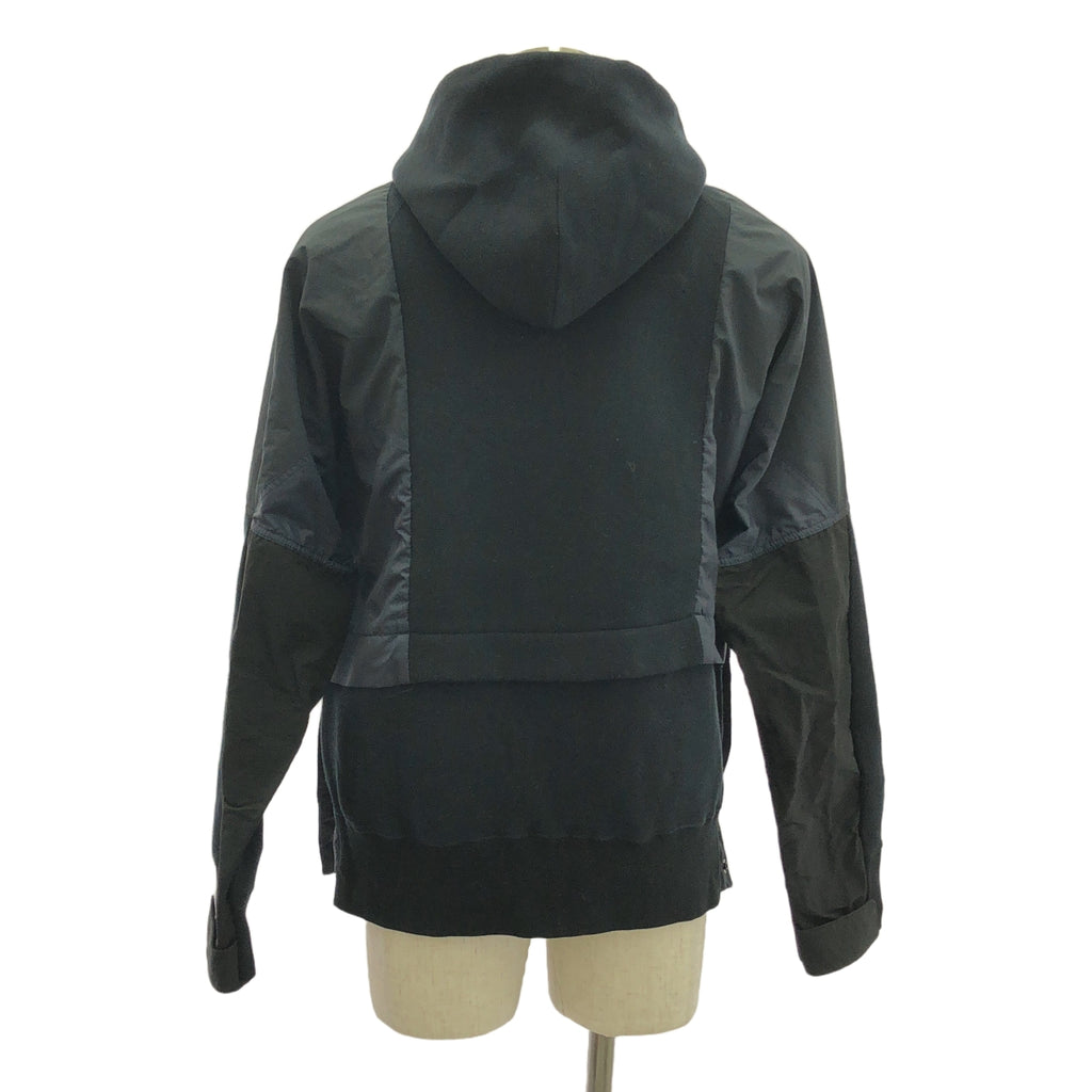 sacai / Sacai |海綿汗衫連帽衫 / 混合材質拼布海綿連帽衫外套 | 1 |黑色/海軍藍|男士