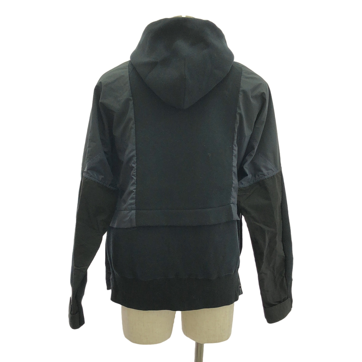 sacai / Sacai |海綿汗衫連帽衫 / 混合材質拼布海綿連帽衫外套 | 1 |黑色/海軍藍|男士