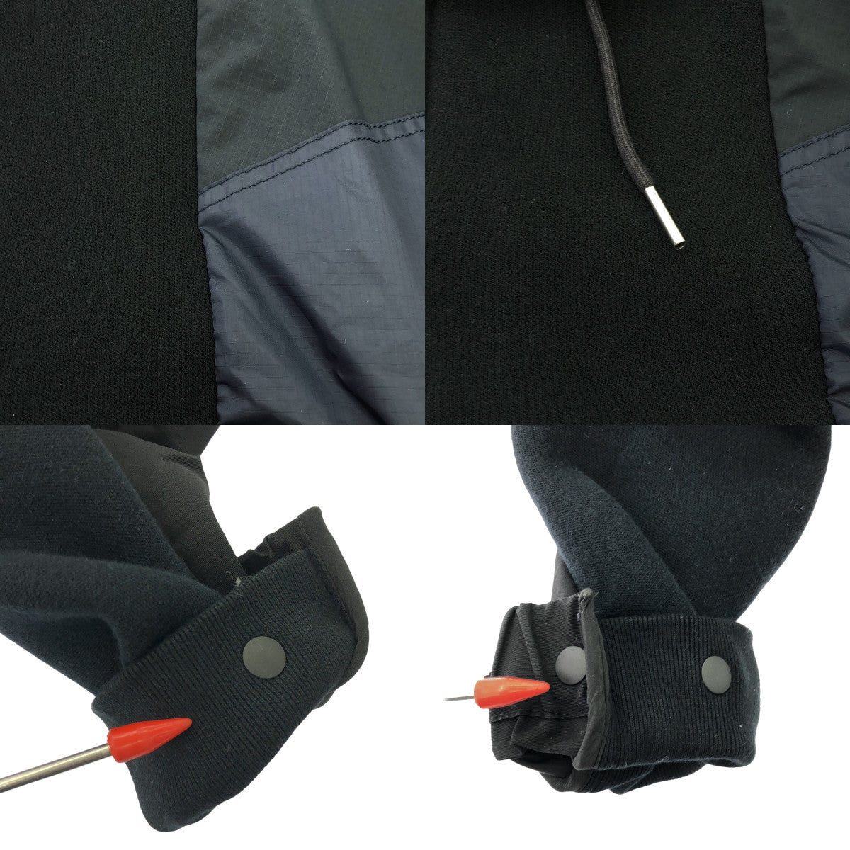 sacai / Sacai |海綿汗衫連帽衫 / 混合材質拼布海綿連帽衫外套 | 1 |黑色/海軍藍|男士