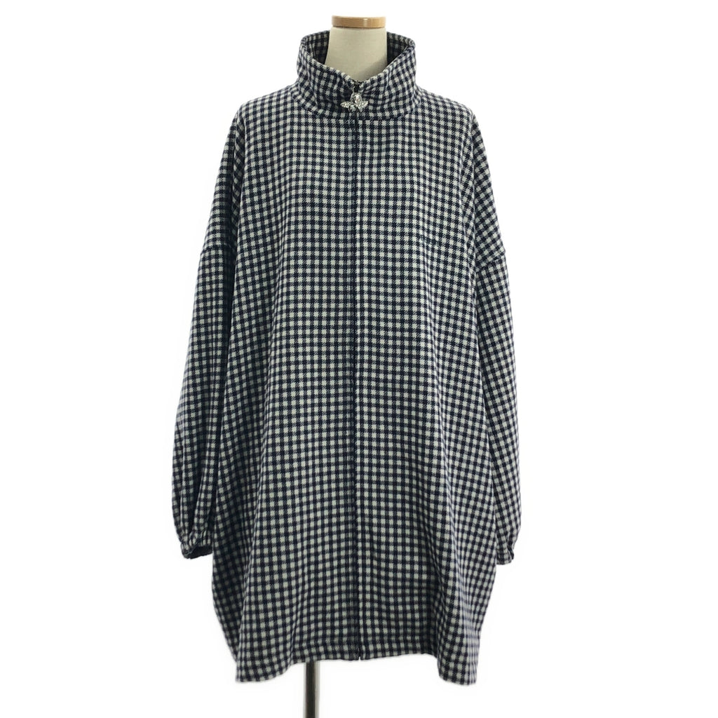 【美品】  VETEMENTS / ヴェトモン | Gingham Zip Up Pea Coat / エンジェル オーバー コート / ユニセックス | XS | Navy White | メンズ