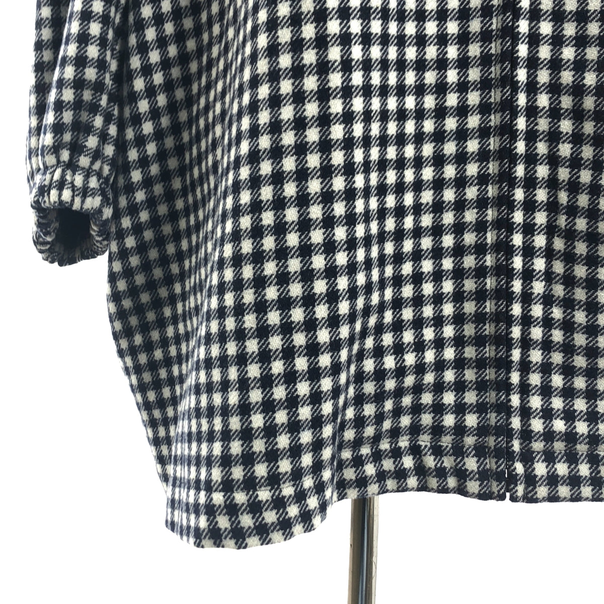 【美品】  VETEMENTS / ヴェトモン | Gingham Zip Up Pea Coat / エンジェル オーバー コート / ユニセックス | XS | Navy White | メンズ