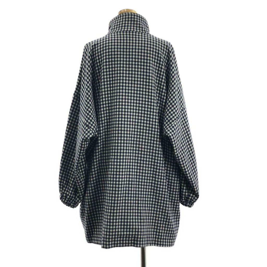【美品】  VETEMENTS / ヴェトモン | Gingham Zip Up Pea Coat / エンジェル オーバー コート / ユニセックス | XS | Navy White | メンズ