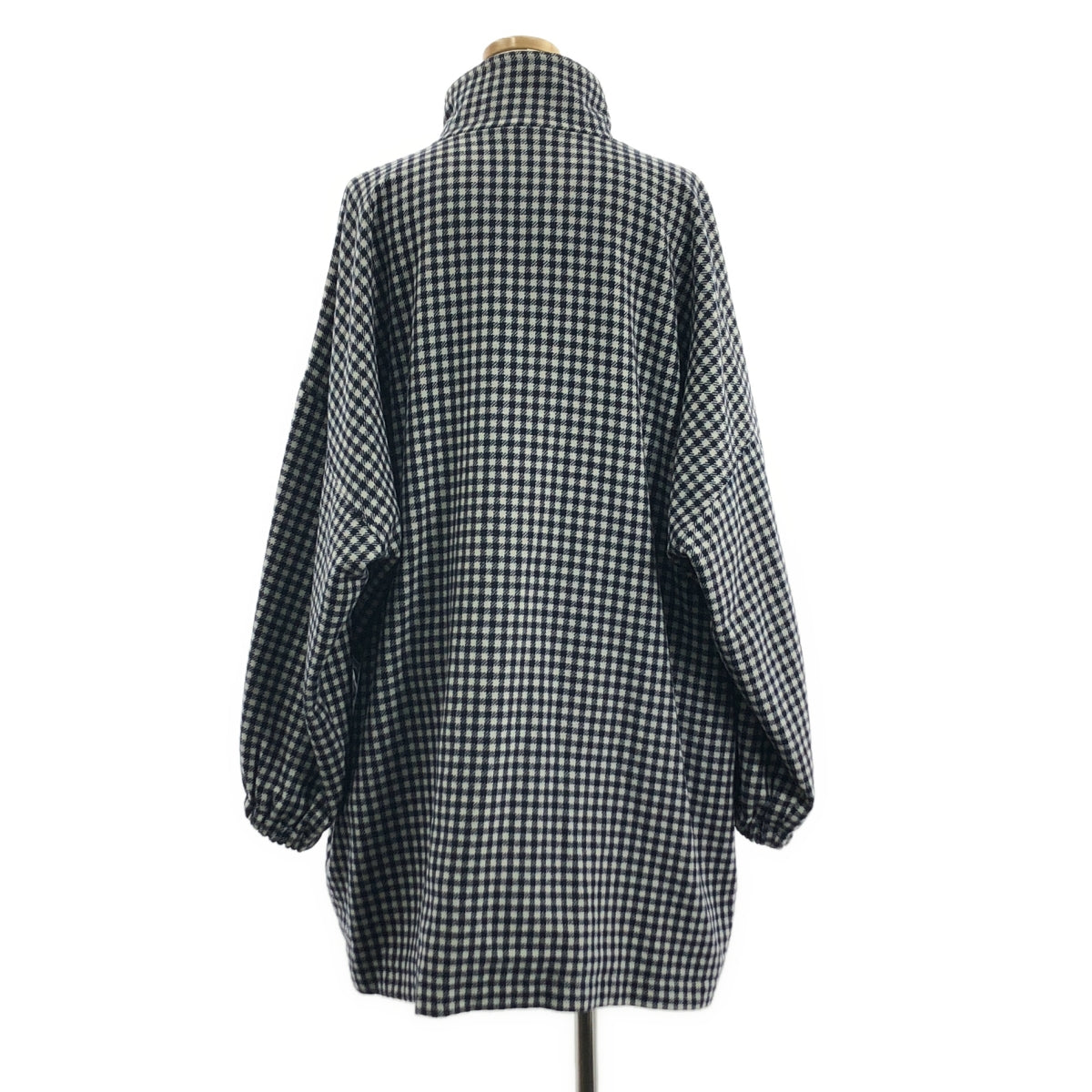 【美品】  VETEMENTS / ヴェトモン | Gingham Zip Up Pea Coat / エンジェル オーバー コート / ユニセックス | XS | Navy White | メンズ