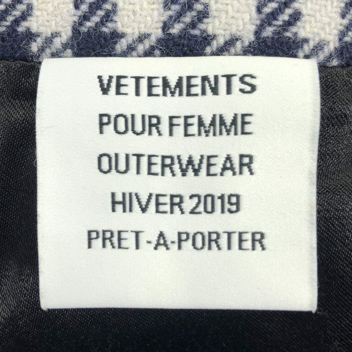 【美品】  VETEMENTS / ヴェトモン | Gingham Zip Up Pea Coat / エンジェル オーバー コート / ユニセックス | XS | Navy White | メンズ