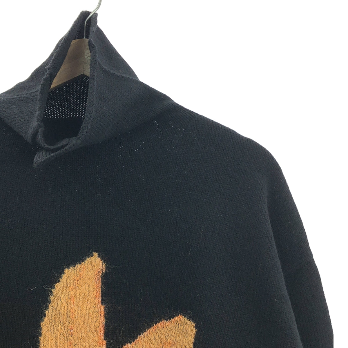 [新品] 山本耀司男士 | 2021 秋冬 | 花卉印花高領紐帶針織衫 | 3 碼 | 黑色 | 男款