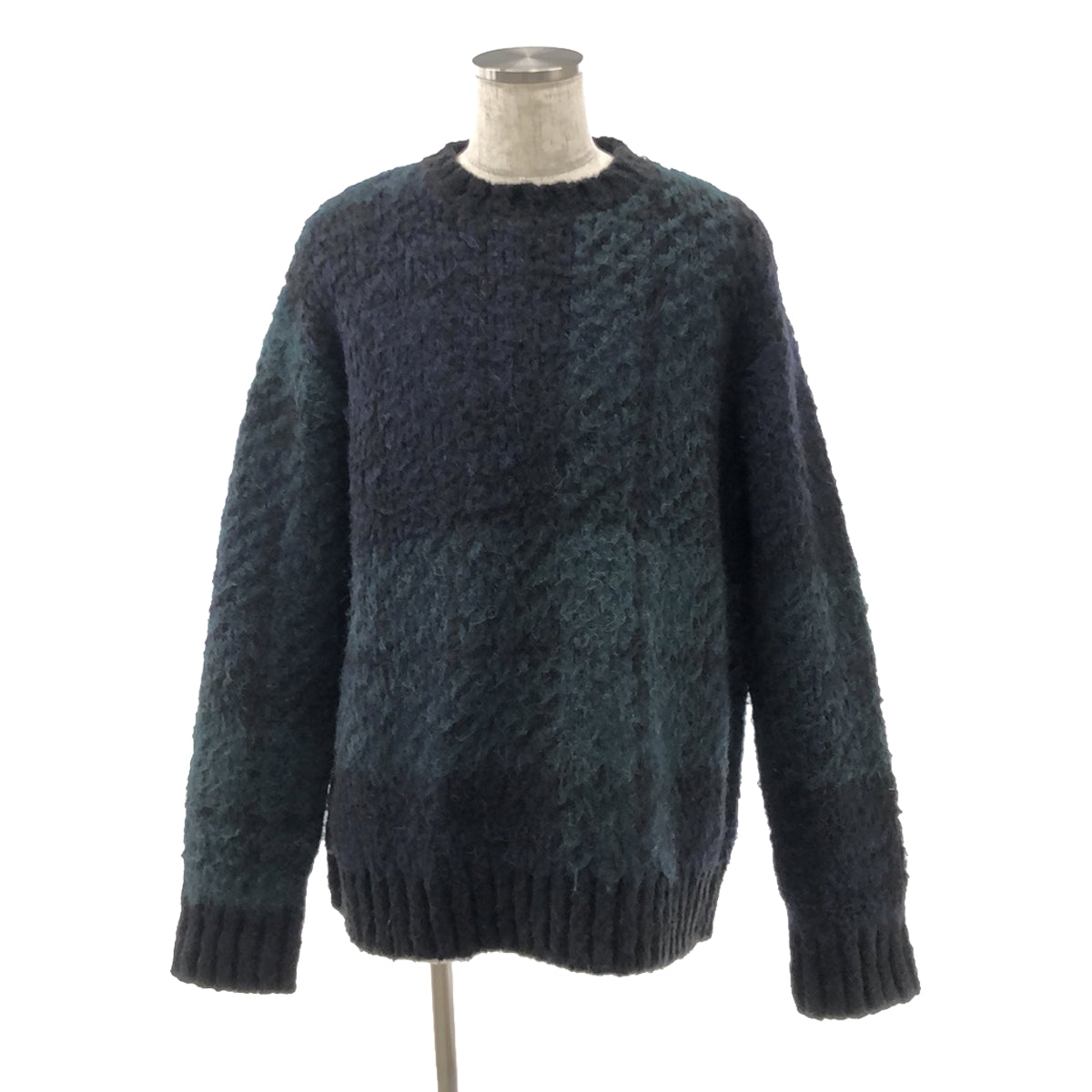 sacai / サカイ | 2023AW | Jacquard Knit Pullover  / ジャガード サイドボタンスリット ニット プルオーバー | 4 | グリーン/ネイビー/ブラック | メンズ