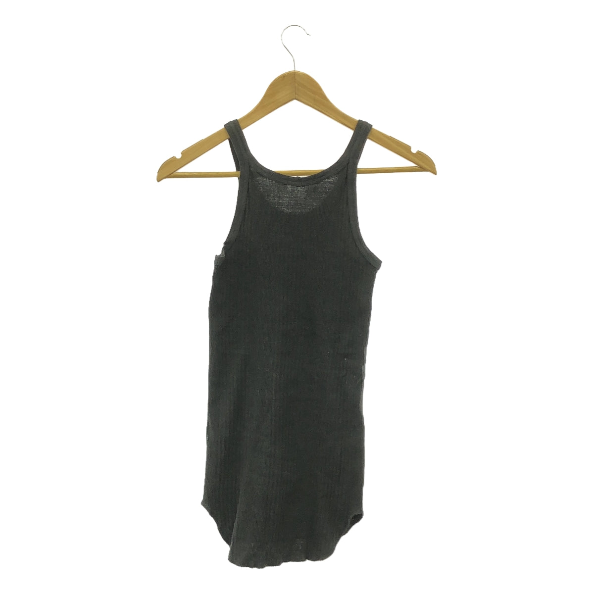 FUMIKA UCHIDA | Cotton ribbed tank top | M | Charcoal gray | Women's