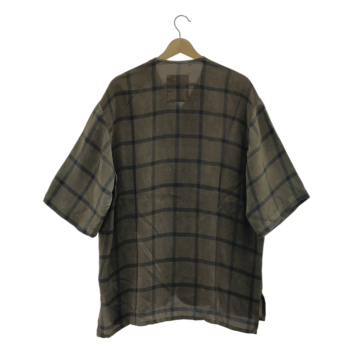 【美品】  UMA WANG / ユマワン | 2025SS | TEAM TOP グレンチェック ビスコース ノーカラー シャツ | S | ブラウン系 | メンズ