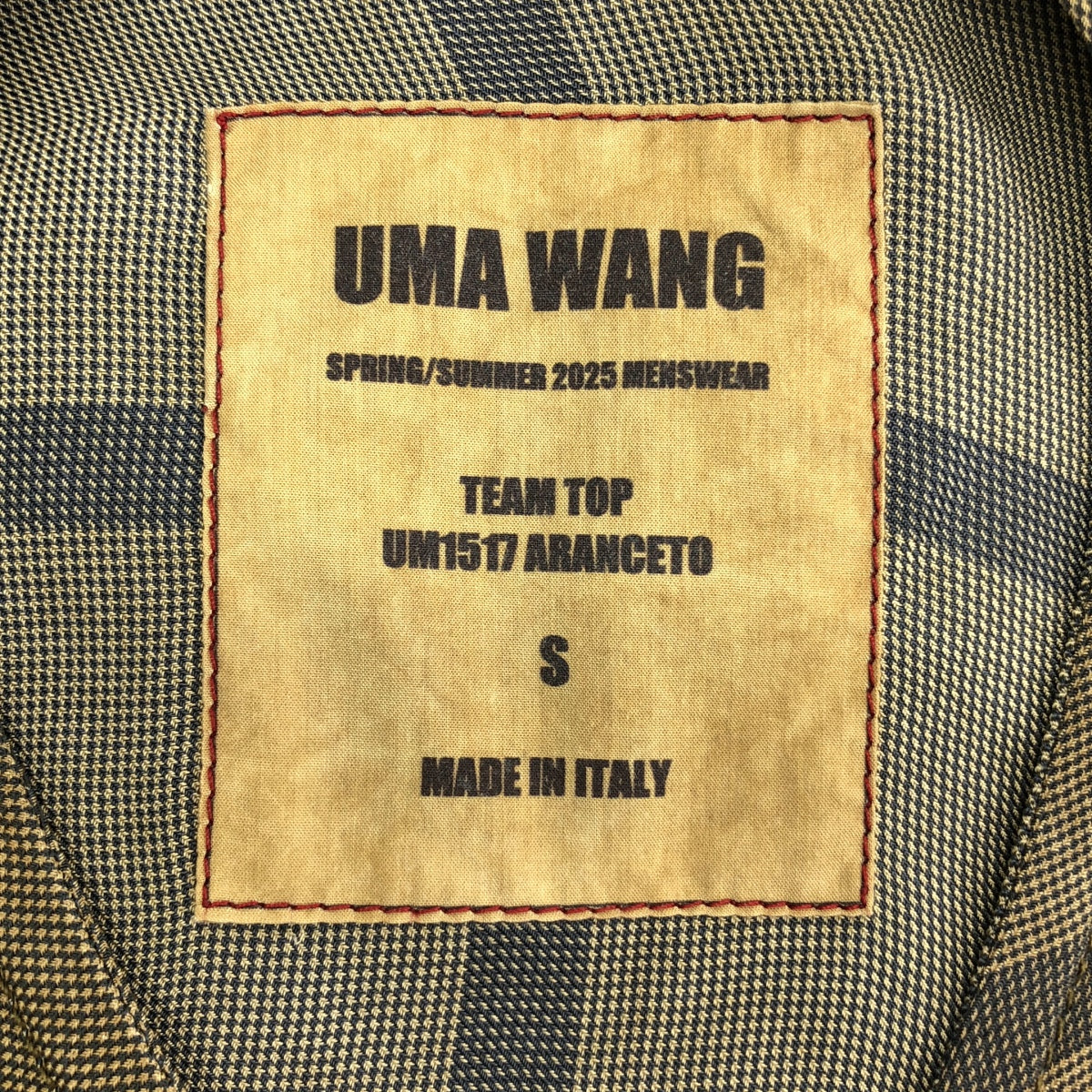 [近全新] UMA WANG | 2025SS | TEAM TOP 格倫格子膠無領襯衫 | S碼 | 棕色 | 男款