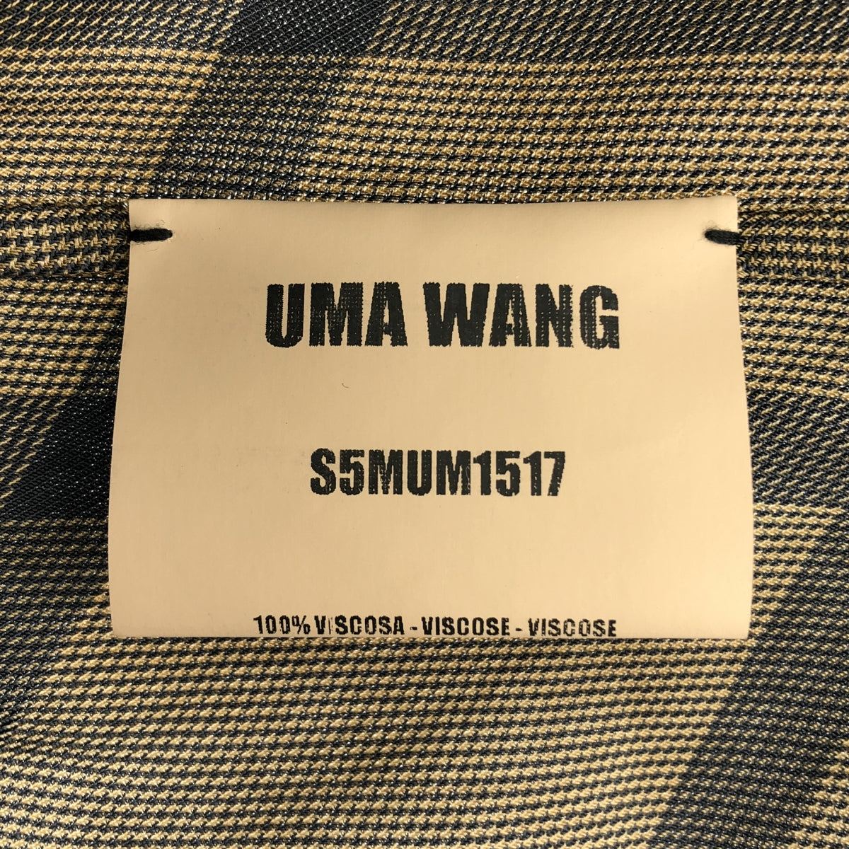 【美品】  UMA WANG / ユマワン | 2025SS | TEAM TOP グレンチェック ビスコース ノーカラー シャツ | S | ブラウン系 | メンズ