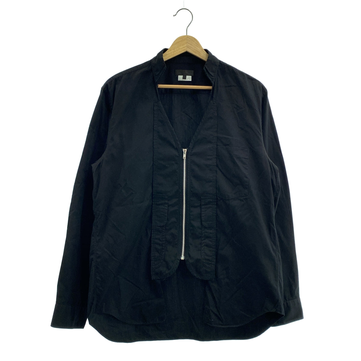 COMME des GARÇONS HOMME PLUS | 2017 秋冬 |棉質 V 領拉鍊襯衫 | SHOPBOP尺寸 M |黑色|男士