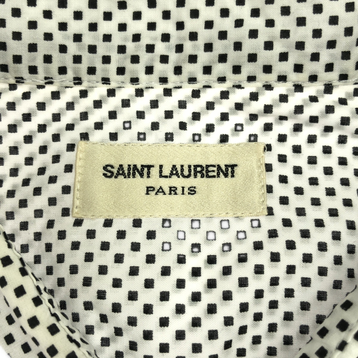 SAINT LAURENT PARIS | 2013SS | Edith Slimane period cotton square dot shirt | 39 /15 1/2 | White | Men's