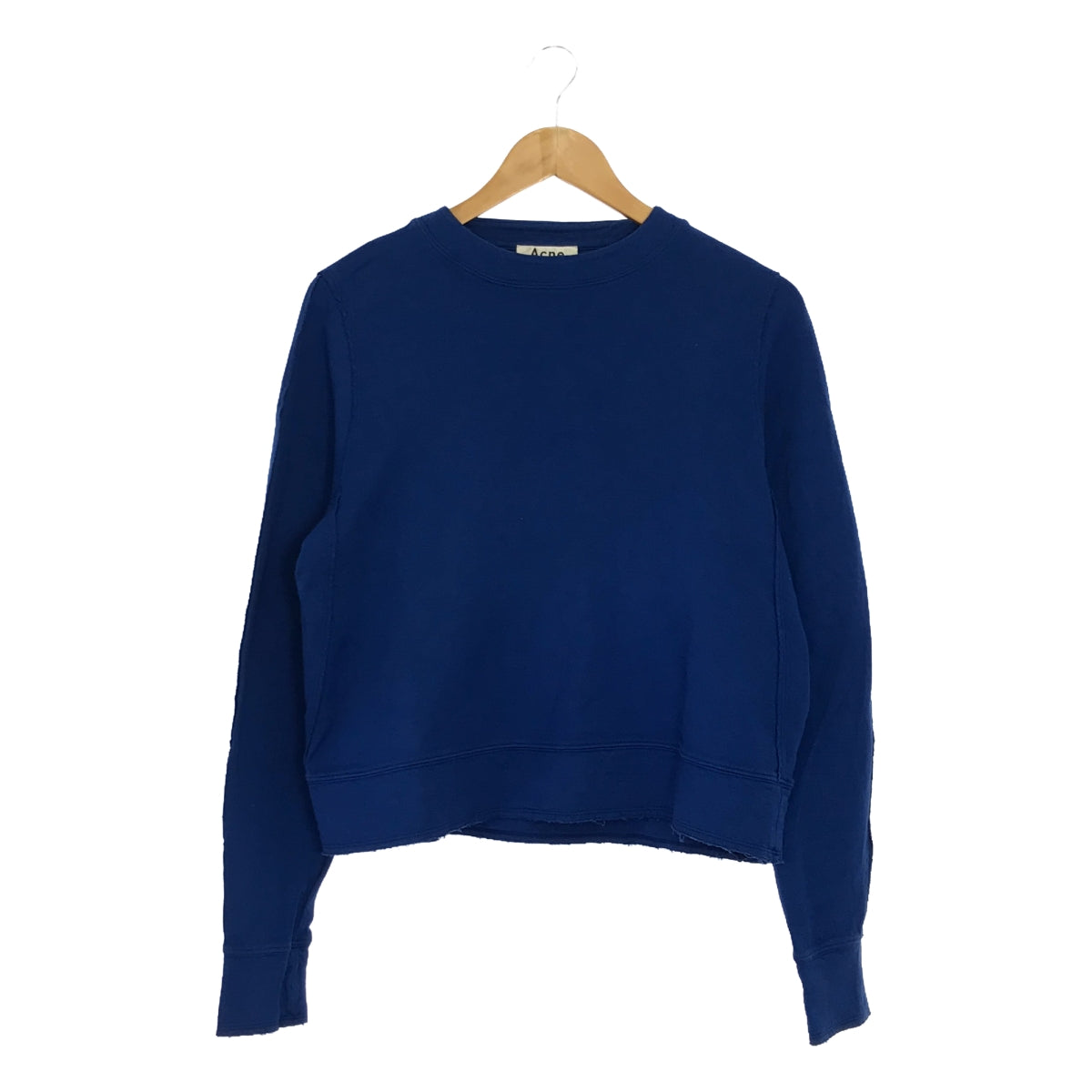 Acne Studios | GALATEA Inside-Out Cut-Off Cropped Long Sleeve T-Shirt | XS | Blue | Women's