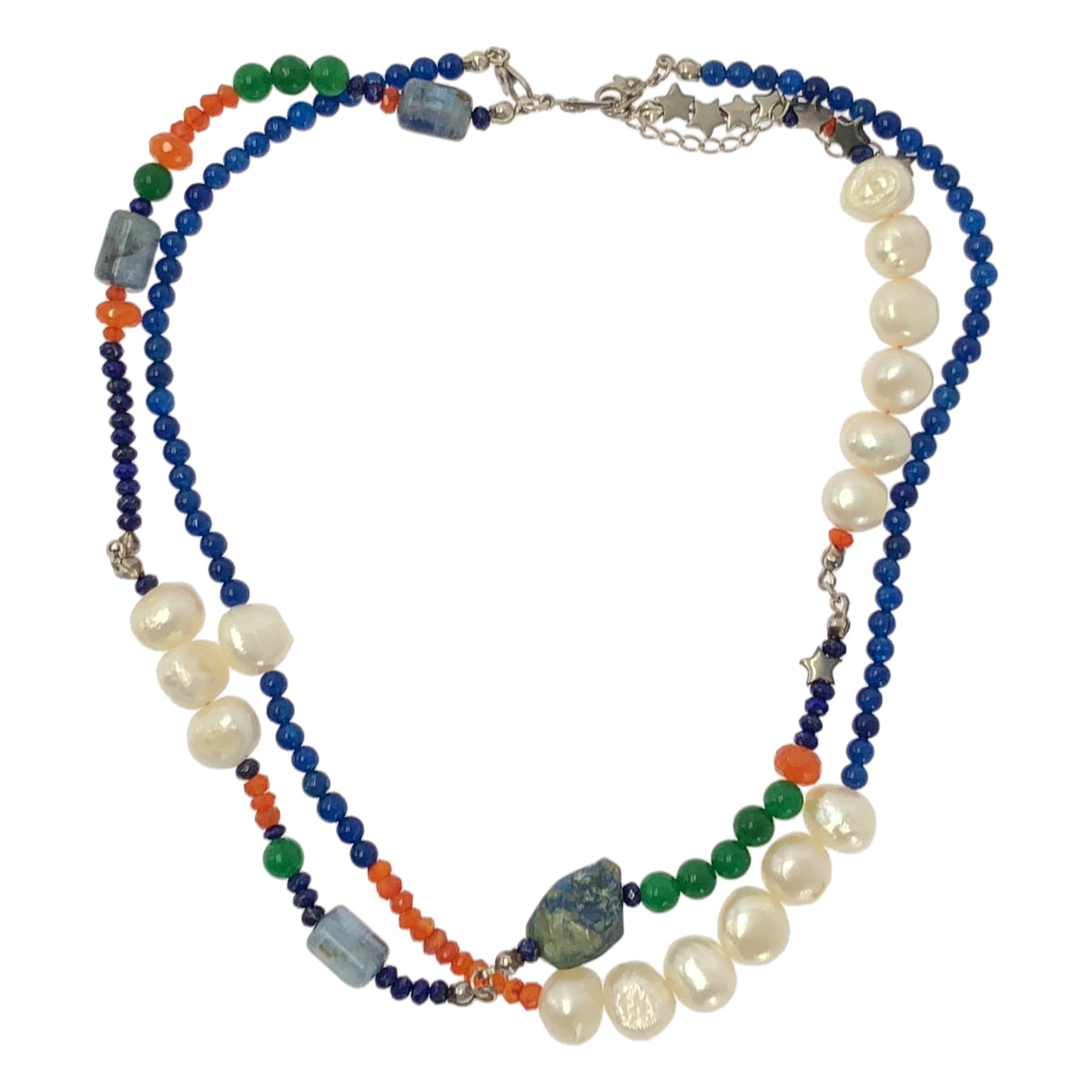 petite robe noire / 쁘띠 로브 노어 | 진주 구슬 2 연속 목걸이 | 화이트 / 블루 / 오렌지 | 여성