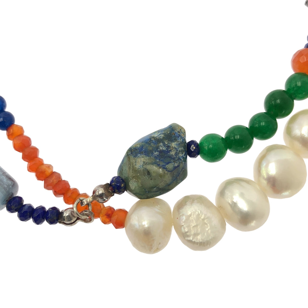 petite robe noire / 쁘띠 로브 노어 | 진주 구슬 2 연속 목걸이 | 화이트 / 블루 / 오렌지 | 여성