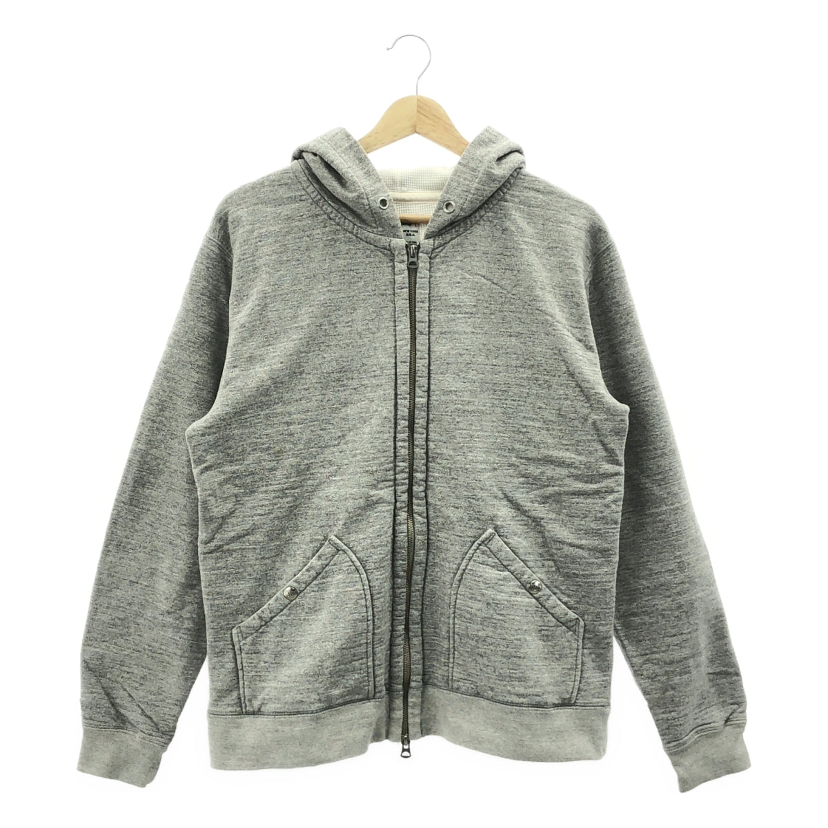 FELCO | 男士大理石紋拉鍊連帽衛衣，全保暖內襯 | L碼 | 灰色