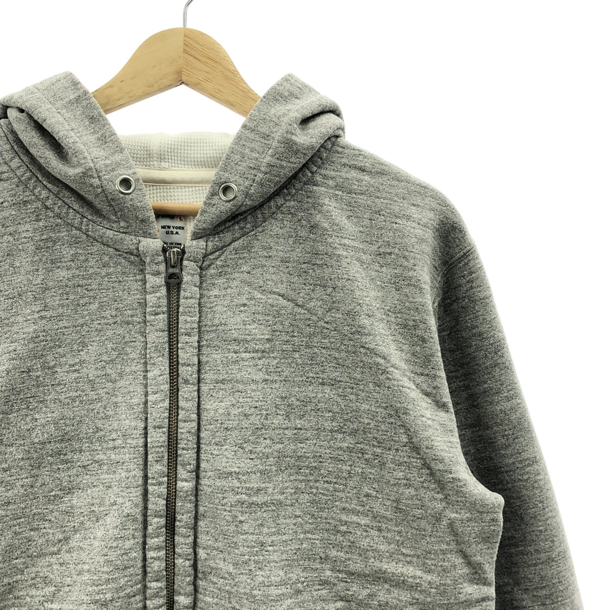 FELCO | 男士大理石紋拉鍊連帽衛衣，全保暖內襯 | L碼 | 灰色