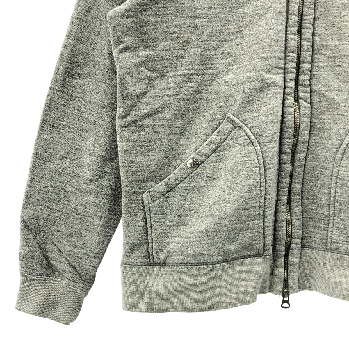 FELCO | 男士大理石紋拉鍊連帽衛衣，全保暖內襯 | L碼 | 灰色