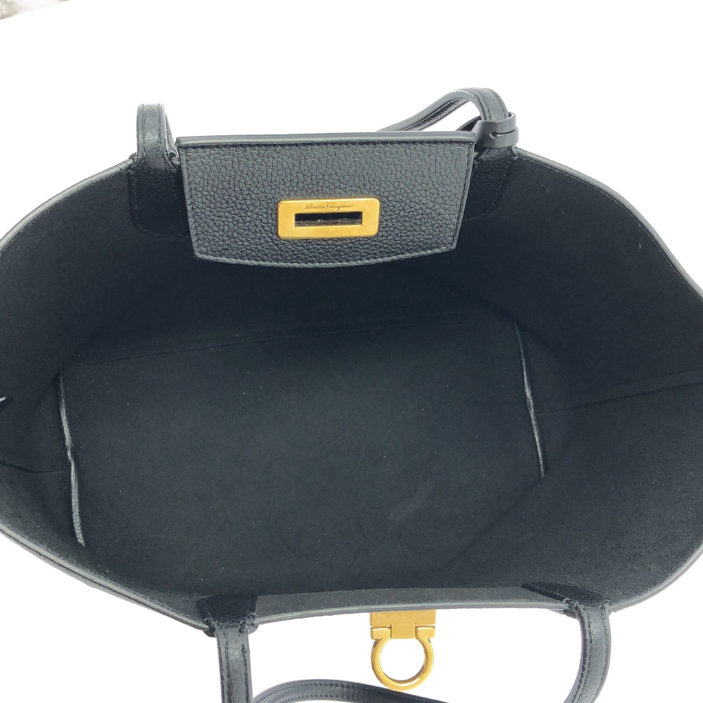 Salvatore Ferragamo / サルヴァトーレフェラガモ | レザー ロゴ ガンチーニ ハンド トートバッグ / ポーチ付き |