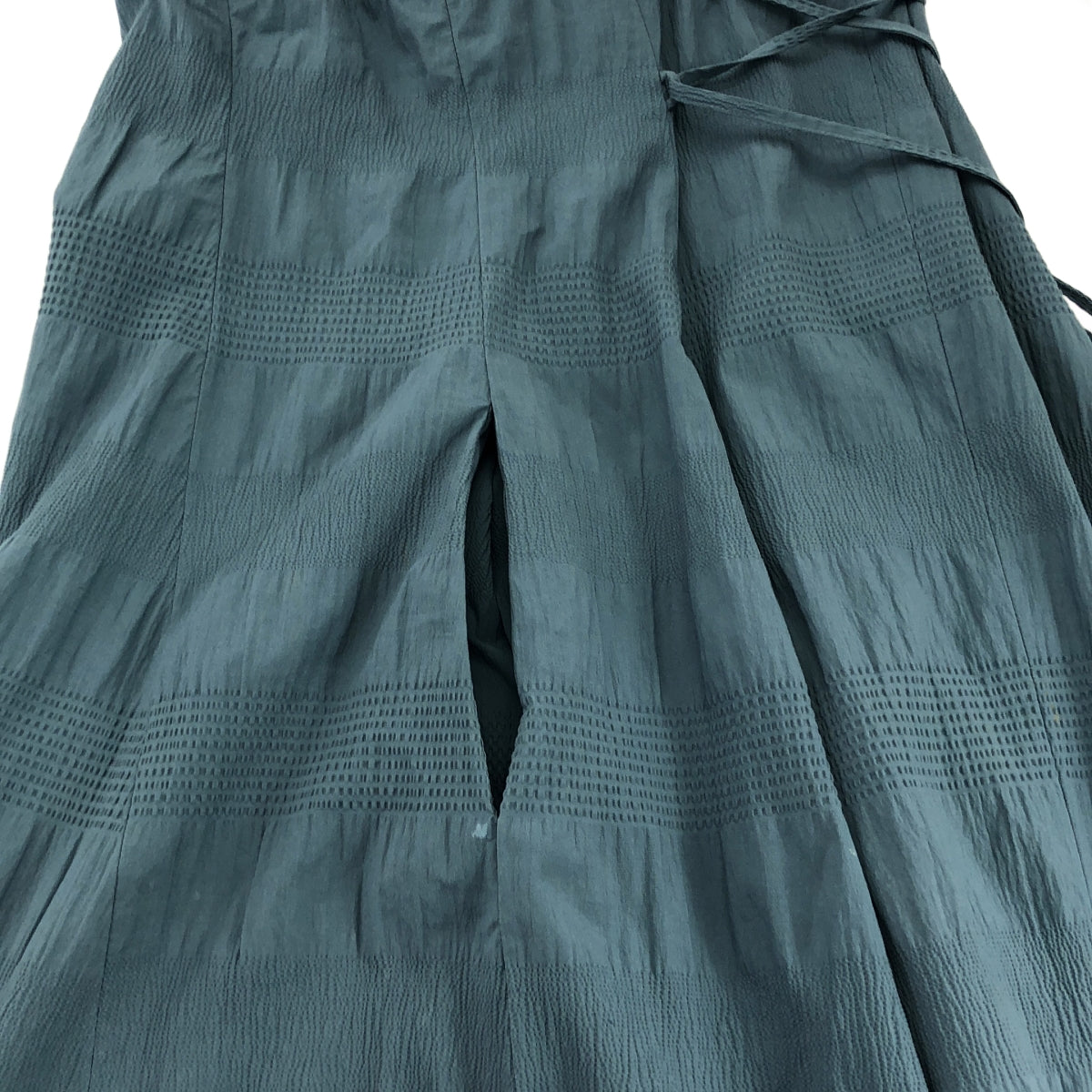 SAYAKADAVIS / サヤカディヴィス | ギャザーストライプ ストレッチコットン ノースリーブ ワンピース | 2 | ブルー系 | レディース