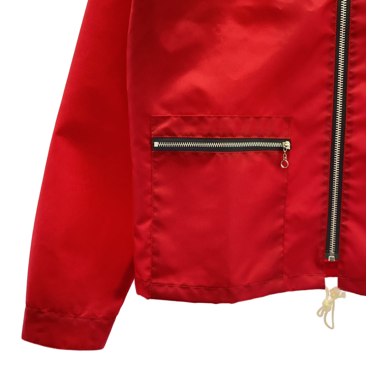 【美品】  COMME des GARCONS HOMME PLUS / コムデギャルソンオムプリュス | 2005AW | sport jacket / ナイロン ロゴ ドローストリング フルジップ ジャケット | S | レッド | メンズ
