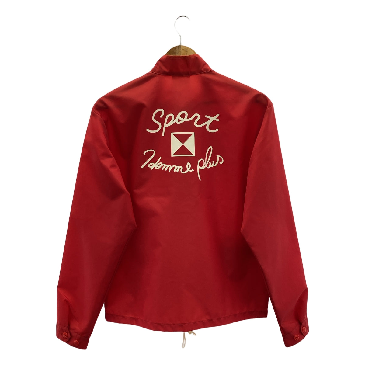【미품】 COMME des GARCONS HOMME PLUS / 콤데 갤슨 옴프뤼스 | 2005AW | sport jacket / 나일론 로고 드로스트링 풀 Zip 재킷 | S | 레드 | 남성